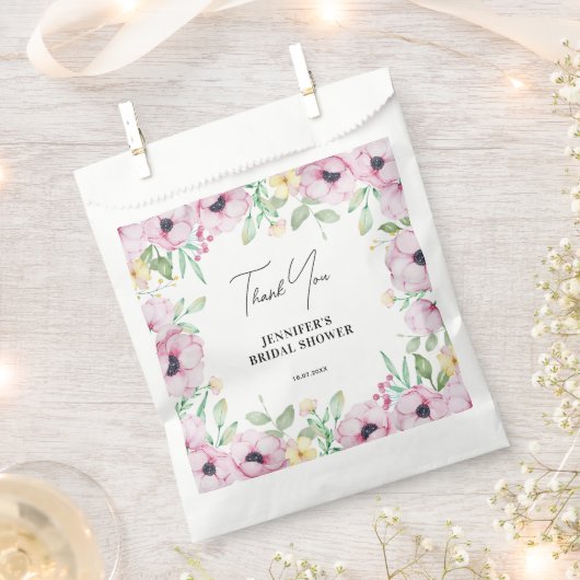 Sachets En Papier Fête des mariées florale rose (Coupé)