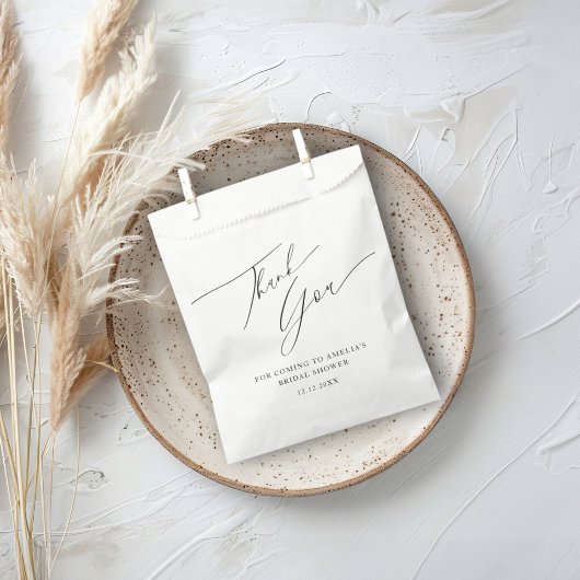 Sachets En Papier Fête des mariées minimale en Merci noir et blanc