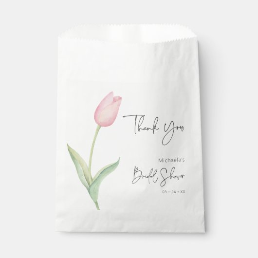 Sachets En Papier Fête des mariées solo de Tulipe rose moderne (Devant)