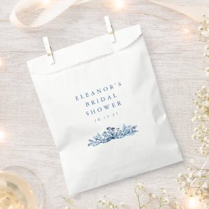 Sachets En Papier Fête des mariées végétale minimaliste d'encre bleu