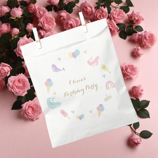 Sachets En Papier Fête d'été Crème glacée Calligraphie Anniversaire