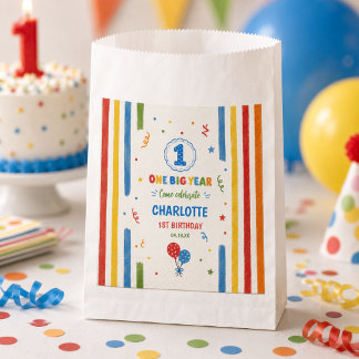Sachets En Papier Fête du 1er anniversaire Bold Rainbow One Big Year