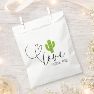 Sachets En Papier Fête du Cactus à Cœur Jaune Amour Mariage