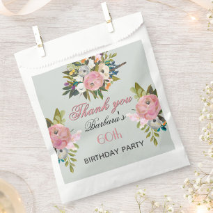 Sachets En Papier Fête élégante florale 60 ans
