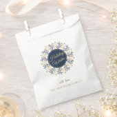 Sachets En Papier Fêtes de Noël Florales Bleues Personnalisées (Coupé)