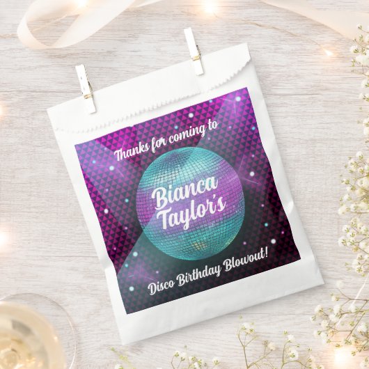Sachets En Papier Feu Disco violet et rose fête d'anniversaire (Coupé)