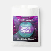 Sachets En Papier Feu Disco violet et rose fête d'anniversaire (Devant)