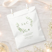 Sachets En Papier Feuillage vert élégant monogramme mariage sur mesu (Coupé)