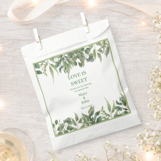 Sachets En Papier Feuillage vert Feuille rustique (Coupé)