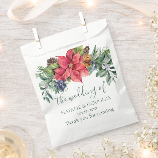 Sachets En Papier Feuillage vert Poinsettia Mariage (Coupé)