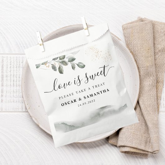 Sachets En Papier Feuille aquarelle de verdure douce | Poussière d'o