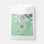 Sachets En Papier Feuilles bambou vert Mint Double Xi Mariage chinoi (Devant)