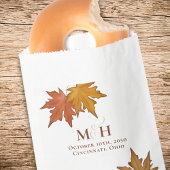 Sachets En Papier Feuilles d'automne Mariage Monogramme personnalisé