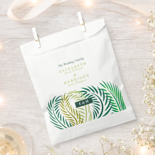 Sachets En Papier Feuilles de palmiers tropicaux, Mariage de plage (Coupé)