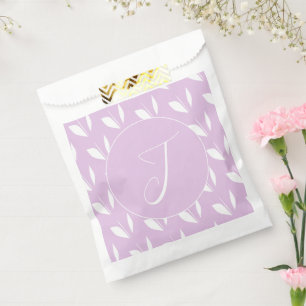 Sachets En Papier Feuilles de silhouette blanche initiale personnali