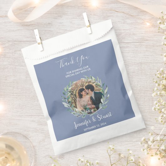 Sachets En Papier Feuilles rustiques aquarelle merci mariage photo (Coupé)