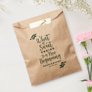 Sachets En Papier Feuilles verts simples Quel Mariage fin doux
