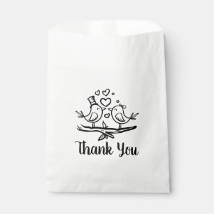 Sachets En Papier Fiançailles Lovebird noir blanc Merci Mariage