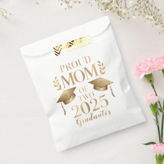 Sachets En Papier Fier maman de deux diplômés 2025 jumeaux diplômés (Scellé)