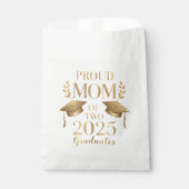 Sachets En Papier Fier maman de deux diplômés 2025 jumeaux diplômés (Devant)