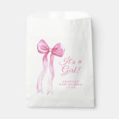 Sachets En Papier Fille arc rose Cadeau de bébé (Devant)