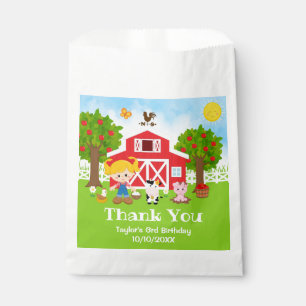 Sachets En Papier Fille aux cheveux blonds Joyeux Anniversaire Rouge