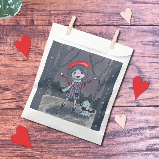 Sachets En Papier Fille avec Coeur Garland Saint Valentin Favoriser