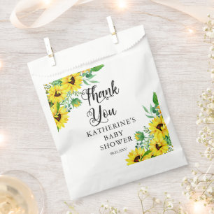 Sachets En Papier Fille Baby shower Boho tournesol Merci