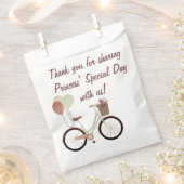 Sachets En Papier Fille Blanc Vélo Rose Ballons Joyeux anniversaire (Coupé)