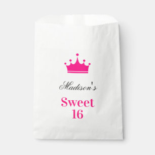 Sachets En Papier Fille blanche Hot rose Sweet 16 Princesse Nom de l