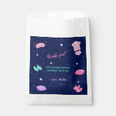 Sachets En Papier Fille de la fête de bois rose violet Merci d'anniv (Devant)