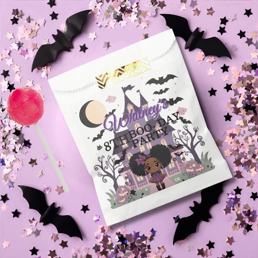 Sachets En Papier Fille éffrayante Purple afro-puff fête d'anniversa