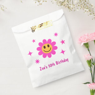 Sachets En Papier Fille Fleur Rose Souriant Rétro Anniversaire