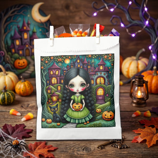 Sachets En Papier Fille gothique mignonne citrouille village Hallowe