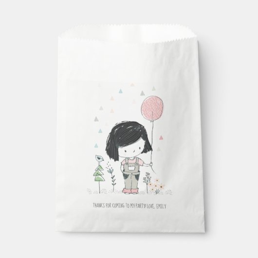 Sachets En Papier Fille mignonne avec ballons Anniversaire Favoriser (Devant)