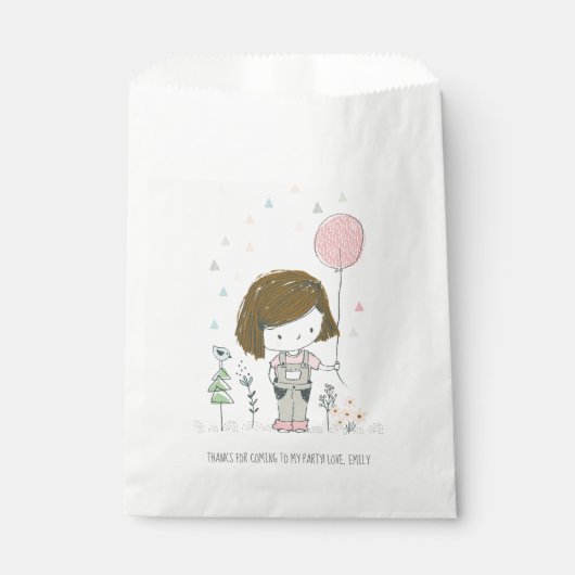 Sachets En Papier Fille mignonne avec ballons Anniversaire Favoriser (Devant)