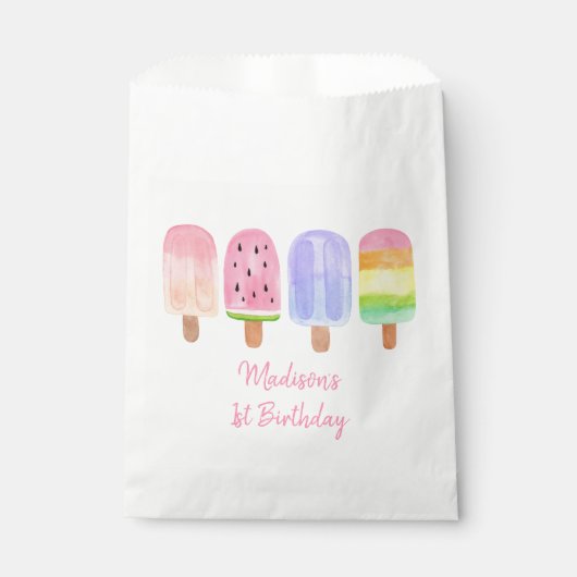 Sachets En Papier Fille moderne Popsicle anniversaire (Devant)