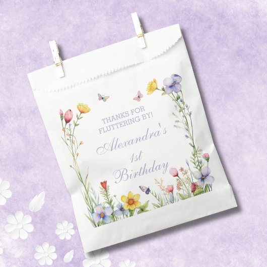 Sachets En Papier Fille papillon fleur sauvage 1er anniversaire