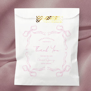 Sachets En Papier Fille Rose Bow Main Drawn Business Event Branded