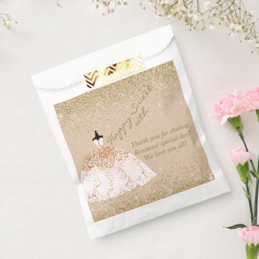 Sachets En Papier Fille Rose Or personnalisé Sweet 16e anniversaire (Scellé)