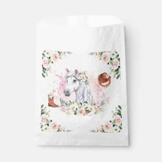Sachets En Papier Fille rose pâle Fille Cheval fête d'anniversaire (Devant)