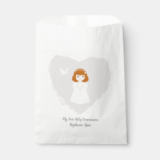 Sachets En Papier Fille rousse de la colombe communion (Devant)
