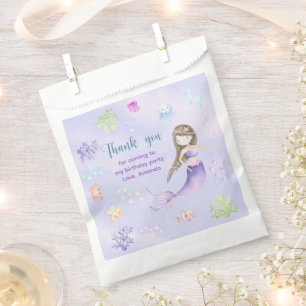 Sachets En Papier Fille sirène 6ème fête d'anniversaire merci