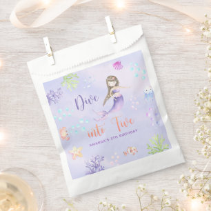 Sachets En Papier Fille sirène plonge dans la fête d'anniversaire po