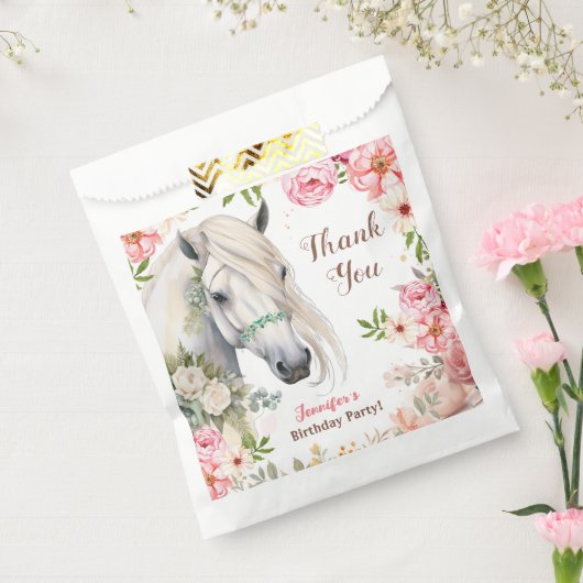 Sachets En Papier Filles Cheval Fête d'anniversaire rose Floral (Scellé)