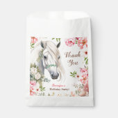 Sachets En Papier Filles Cheval Fête d'anniversaire rose Floral (Devant)
