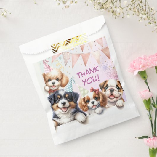 Sachets En Papier Filles Chiot Lets Pawty Anniversaire (Scellé)