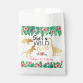 Sachets En Papier Filles Dinosaures Sauvages 1er fête d'anniversaire (Devant)