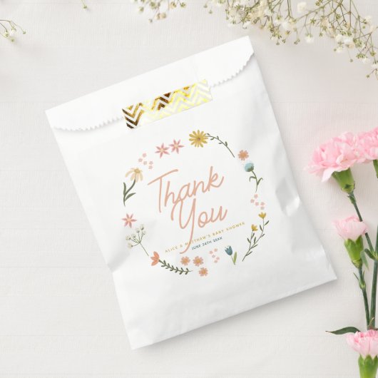 Sachets En Papier Filles Elegant Boho Fleur sauvage Baby shower rose (Scellé)