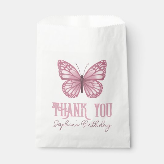 Sachets En Papier Filles mignonne papillon rose Anniversaire de enfa (Devant)